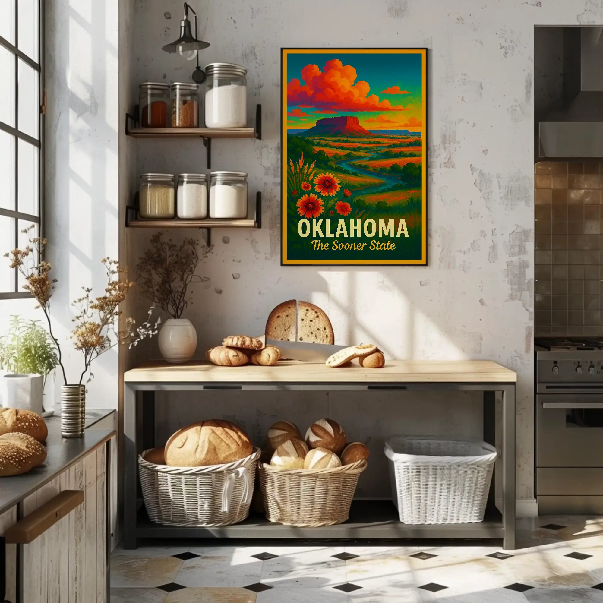 Oklahoma Scenic Vista Mid-Century Travel Poster PosterGoat