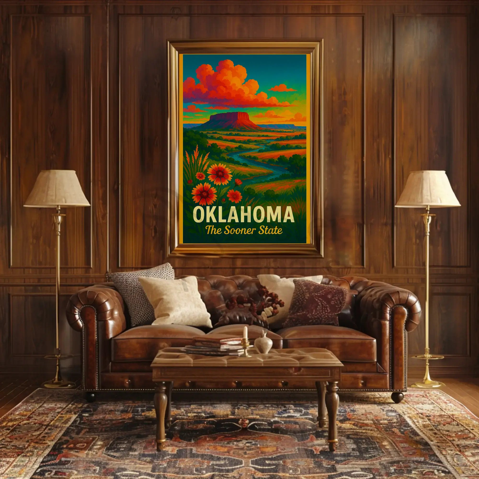 Oklahoma Scenic Vista Mid-Century Travel Poster PosterGoat