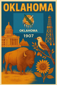 Oklahoma Statehood 1907 Vintage Poster Celebrating Heritage and Culture PosterGoat