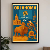 Oklahoma Statehood 1907 Vintage Poster Celebrating Heritage and Culture PosterGoat