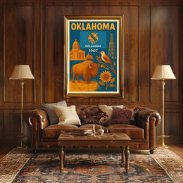 Oklahoma Statehood 1907 Vintage Poster Celebrating Heritage and Culture PosterGoat