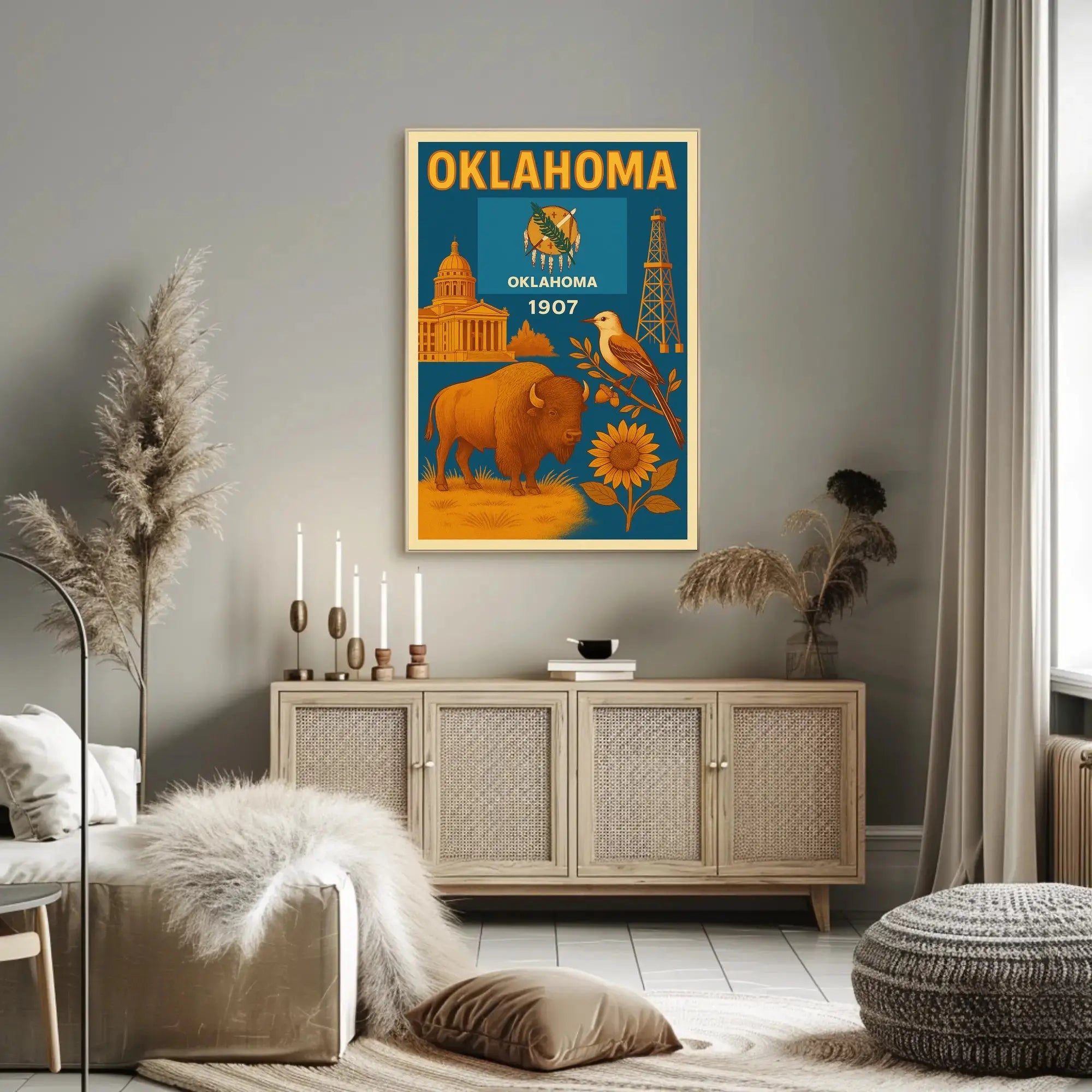 Oklahoma Statehood 1907 Vintage Poster Celebrating Heritage and Culture PosterGoat