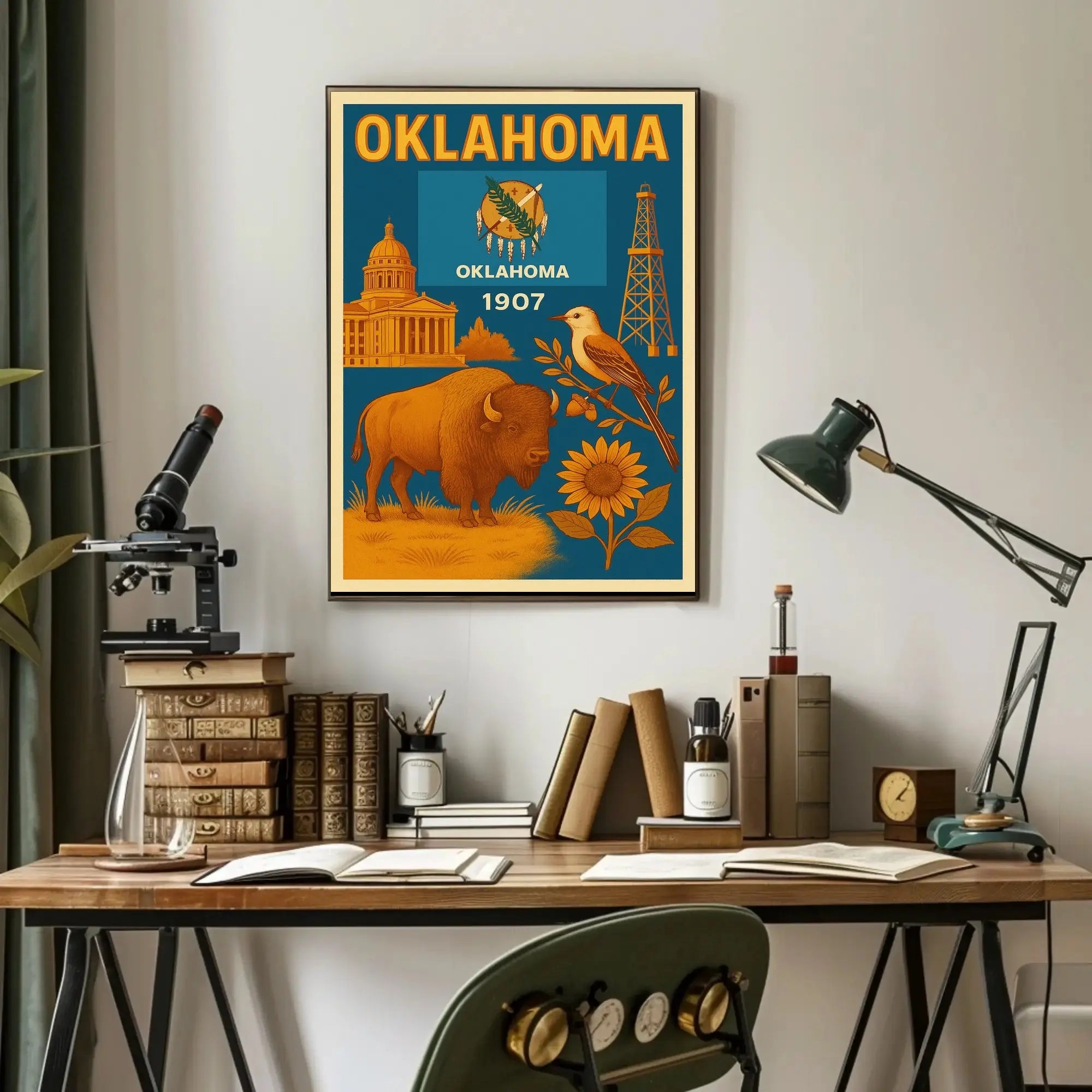 Oklahoma Statehood 1907 Vintage Poster Celebrating Heritage and Culture PosterGoat