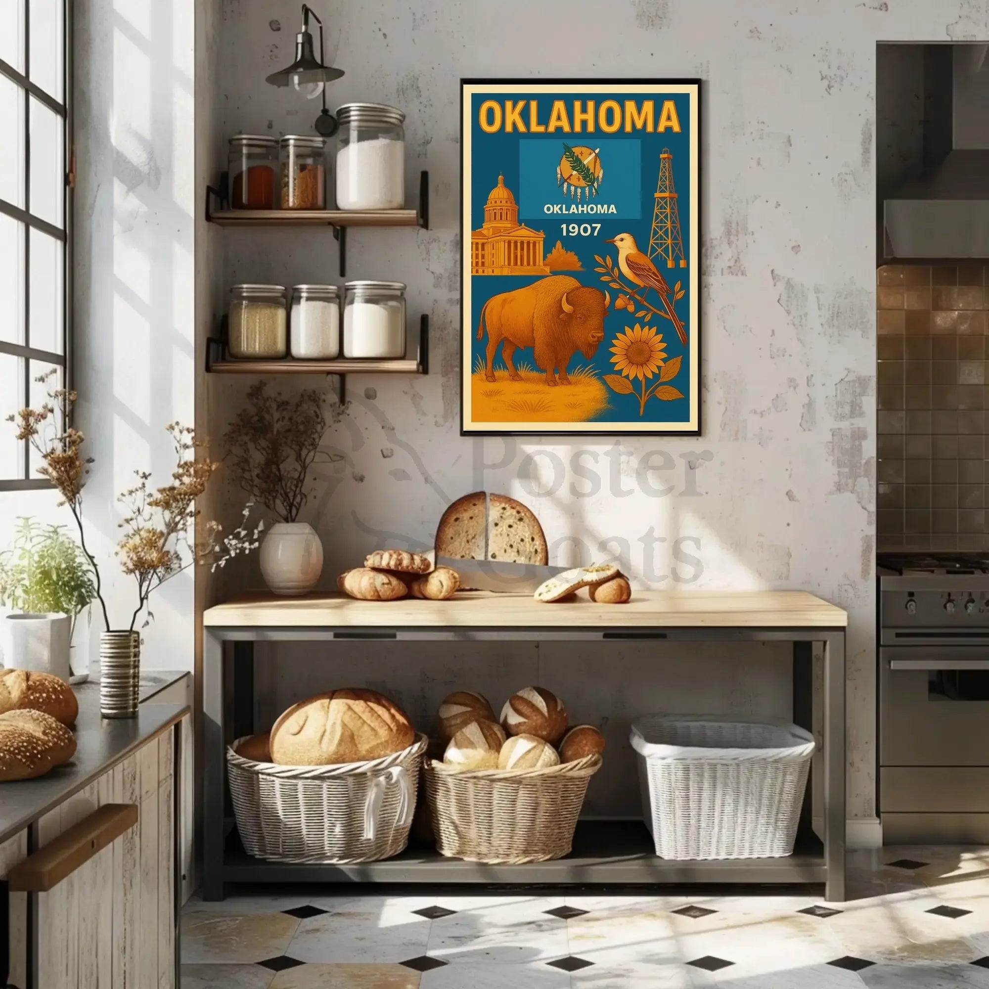 Oklahoma Statehood 1907 Vintage Poster Celebrating Heritage and Culture PosterGoat