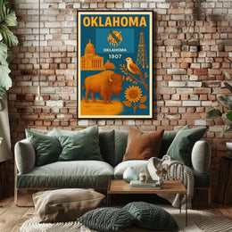Oklahoma Statehood 1907 Vintage Poster Celebrating Heritage and Culture PosterGoat