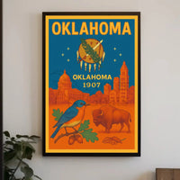 Oklahoma Statehood Celebration Vintage Travel Poster PosterGoat