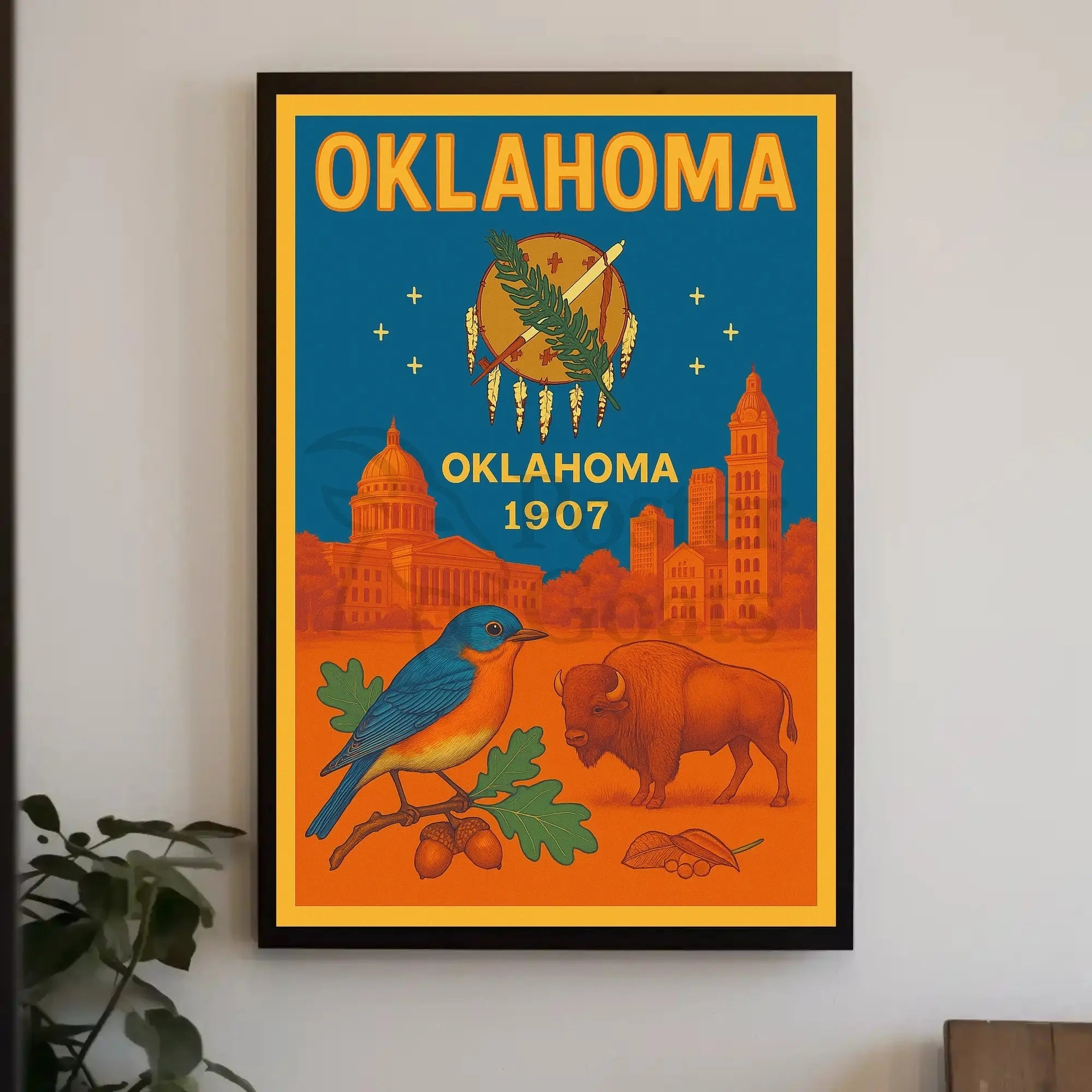 Oklahoma Statehood Celebration Vintage Travel Poster PosterGoat
