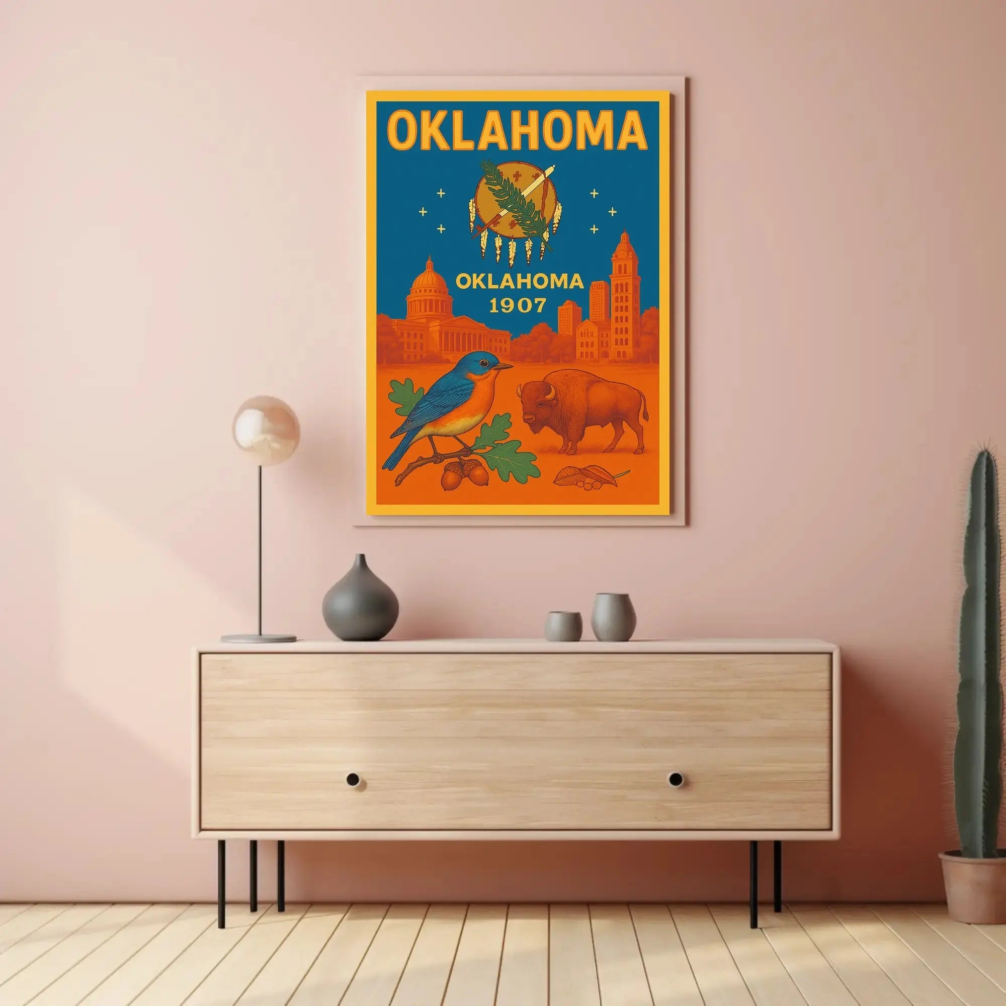 Oklahoma Statehood Celebration Vintage Travel Poster PosterGoat