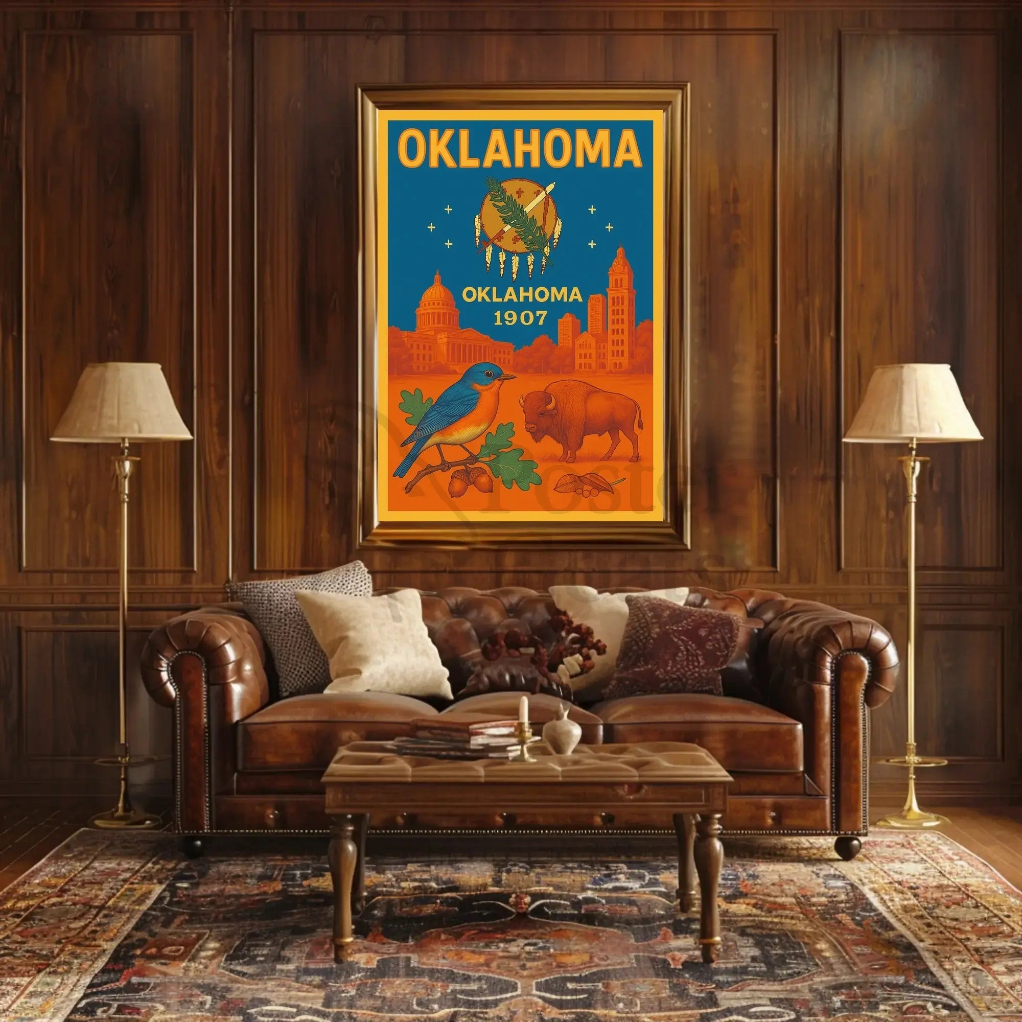 Oklahoma Statehood Celebration Vintage Travel Poster PosterGoat