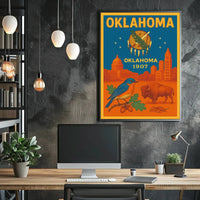 Oklahoma Statehood Celebration Vintage Travel Poster PosterGoat