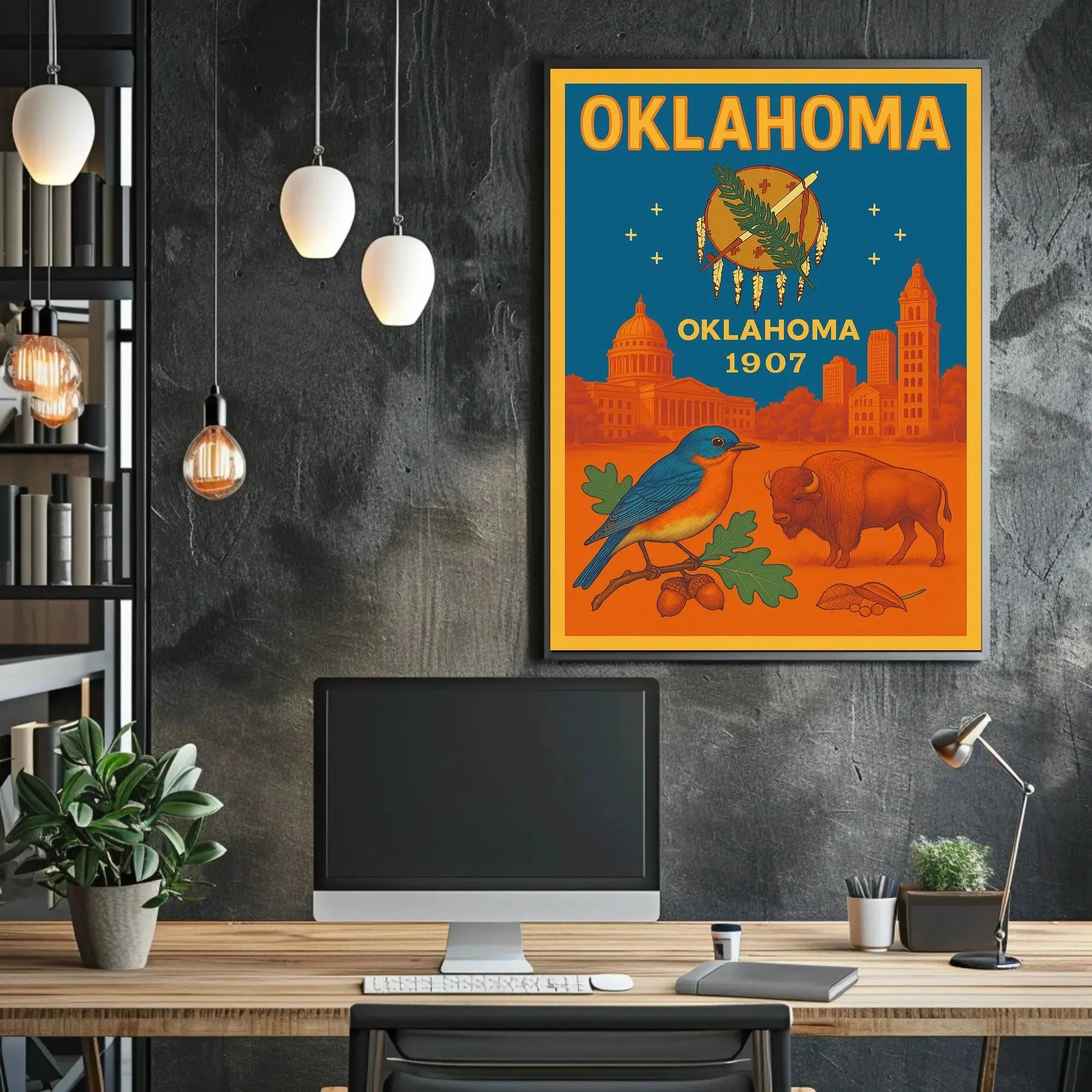 Oklahoma Statehood Celebration Vintage Travel Poster PosterGoat