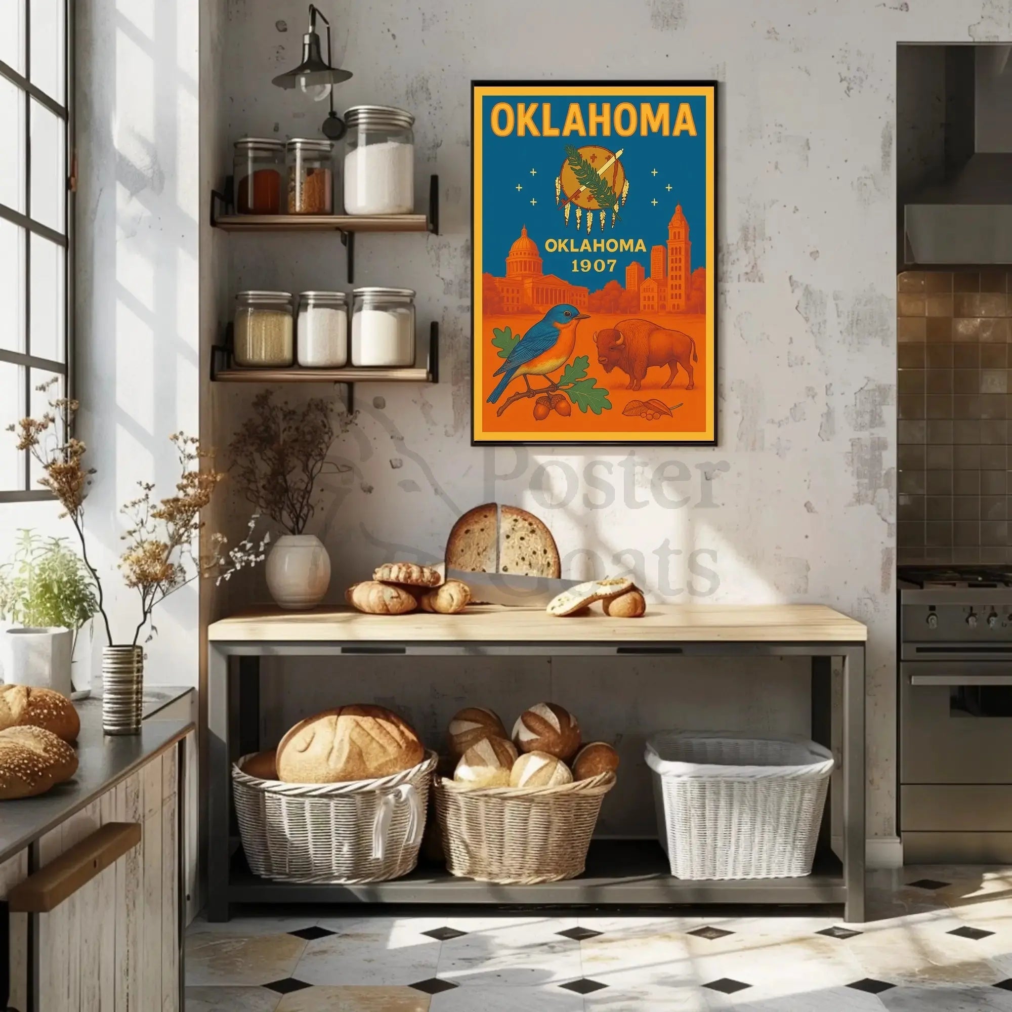 Oklahoma Statehood Celebration Vintage Travel Poster PosterGoat