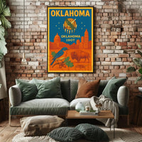 Oklahoma Statehood Celebration Vintage Travel Poster PosterGoat