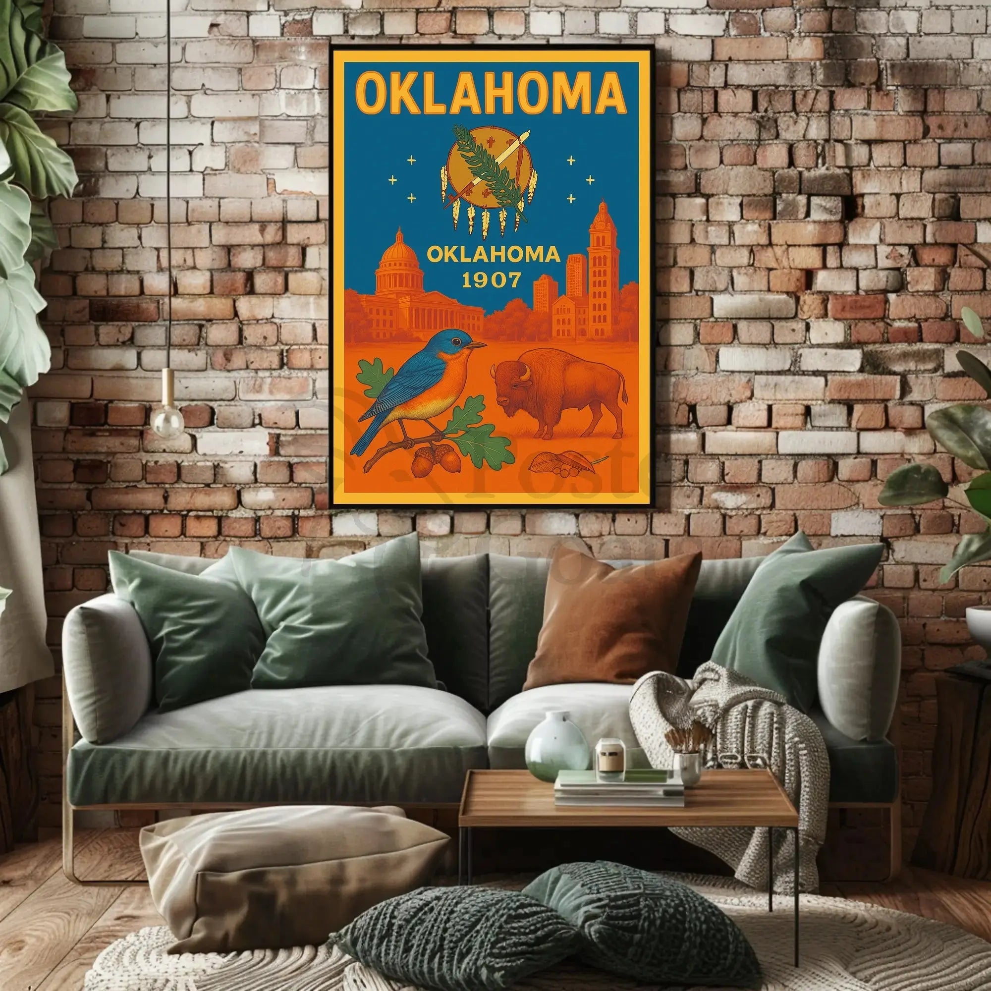 Oklahoma Statehood Celebration Vintage Travel Poster PosterGoat