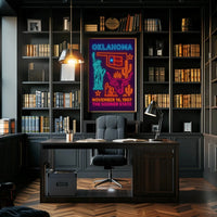 Oklahoma Statehood Neon Art Cultural Heritage Poster PosterGoat
