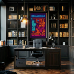 Oklahoma Statehood Neon Art Cultural Heritage Poster PosterGoat