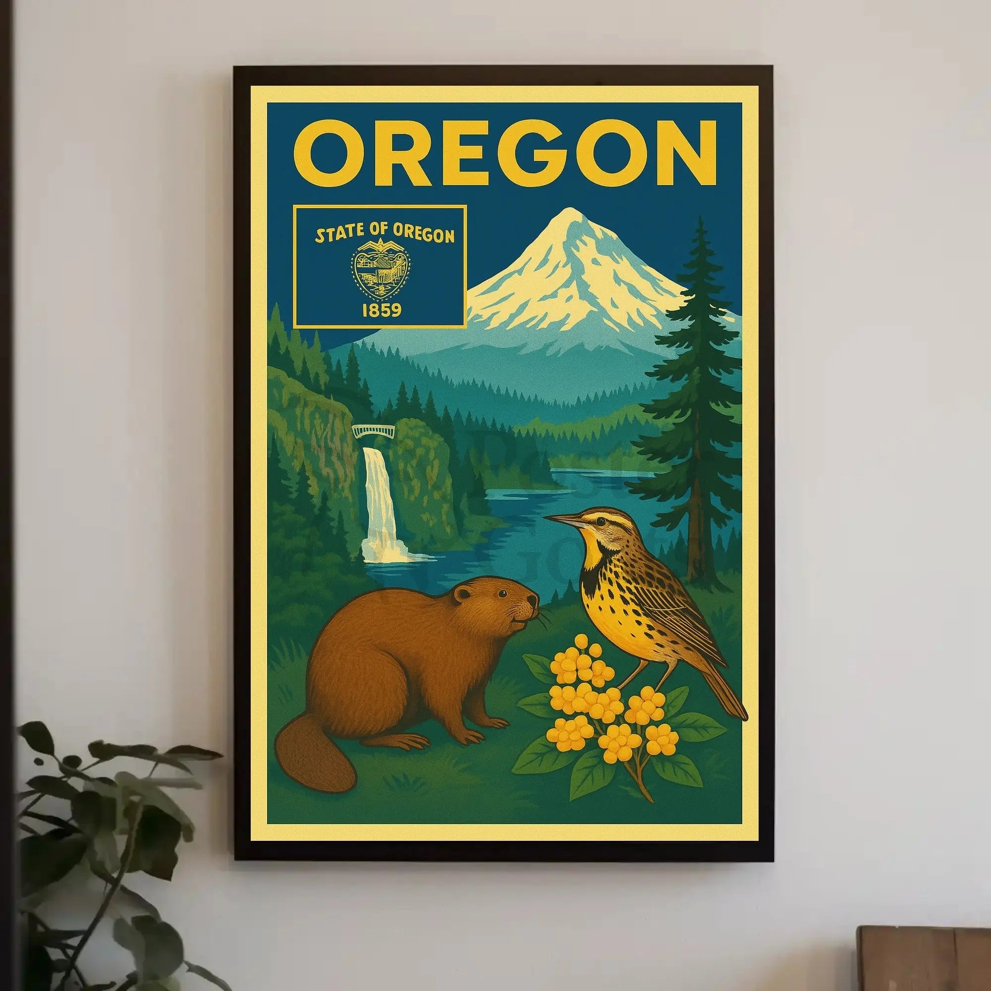 Oregon 1859 Vintage Art Print Cultural Heritage Poster PosterGoat
