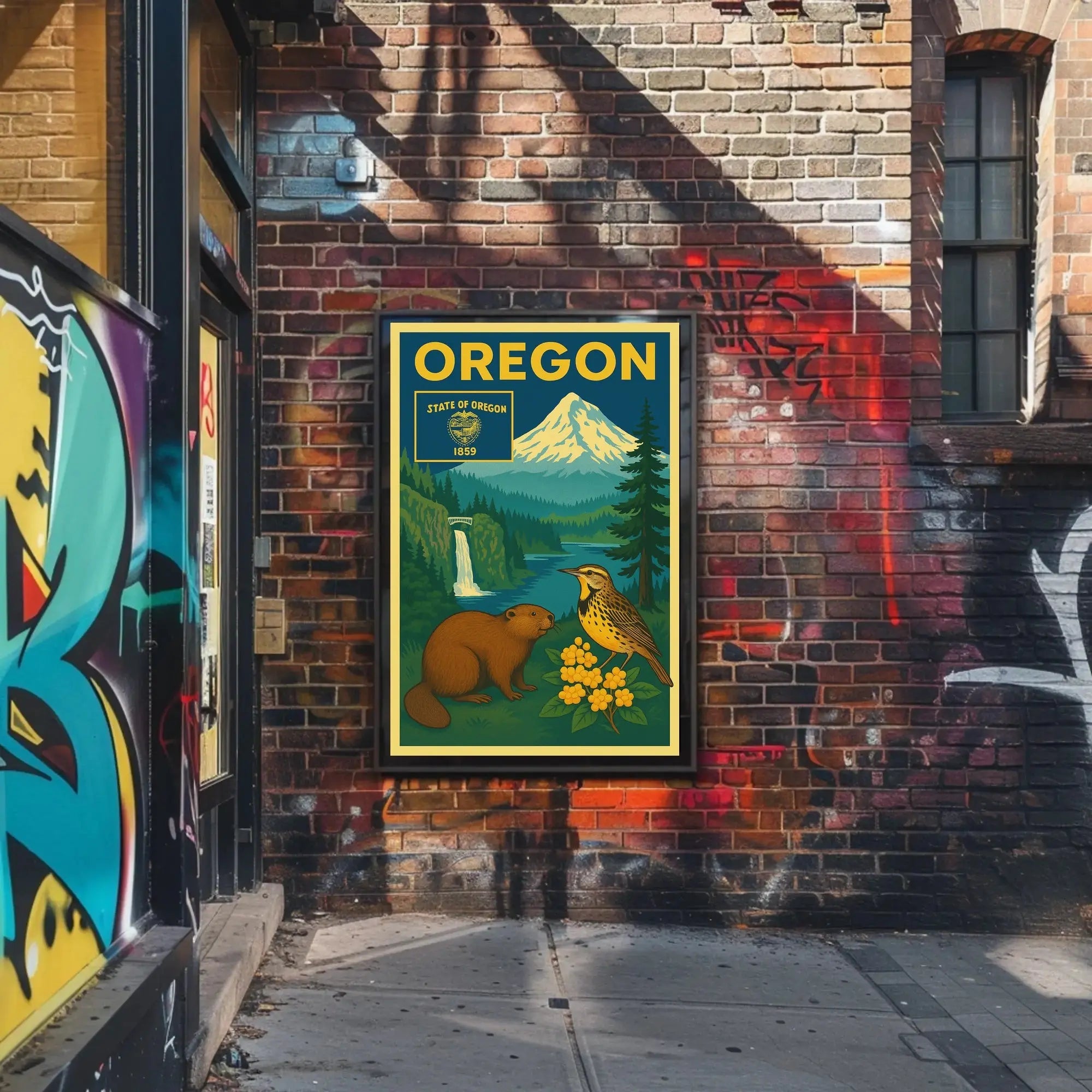 Oregon 1859 Vintage Art Print Cultural Heritage Poster PosterGoat