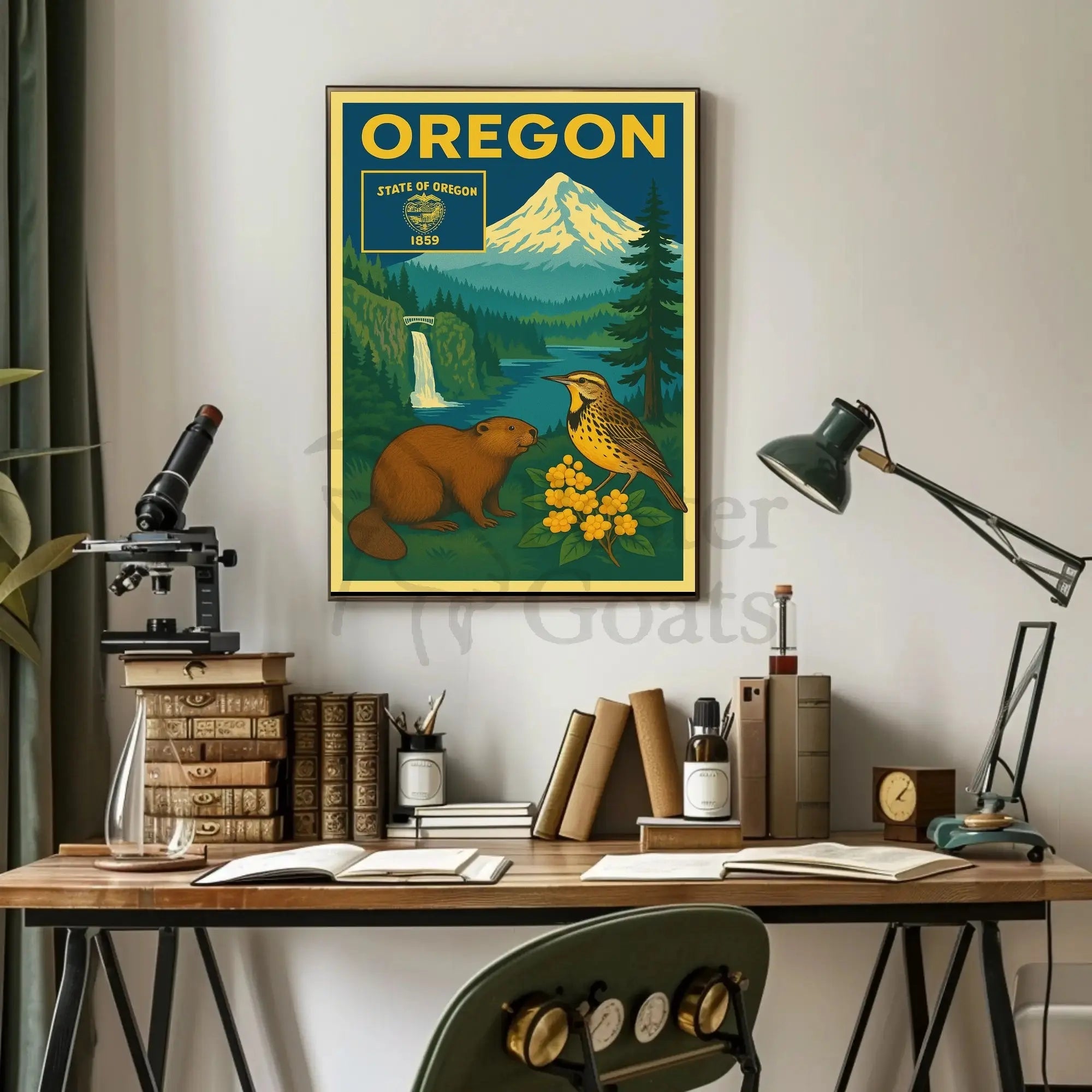 Oregon 1859 Vintage Art Print Cultural Heritage Poster PosterGoat