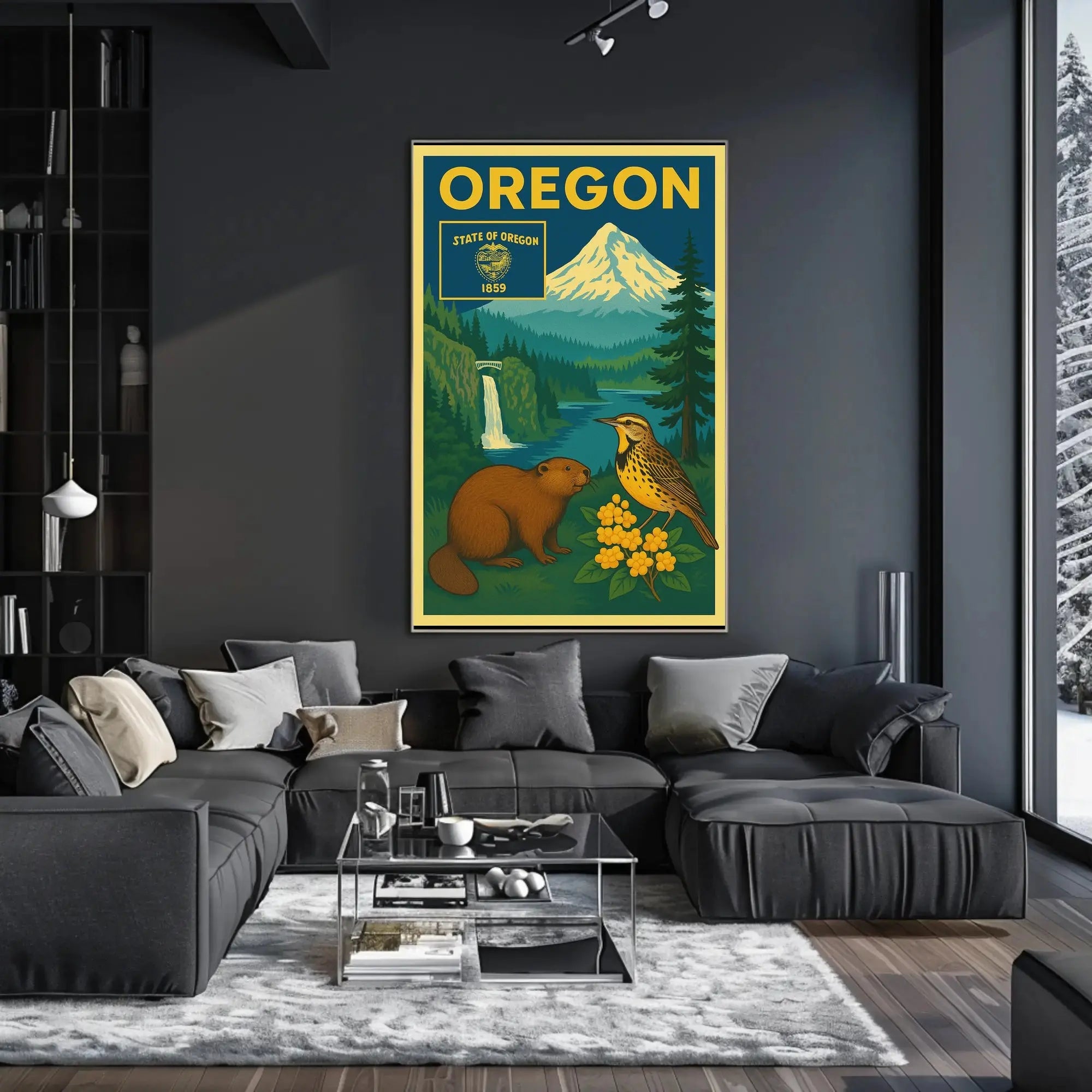 Oregon 1859 Vintage Art Print Cultural Heritage Poster PosterGoat