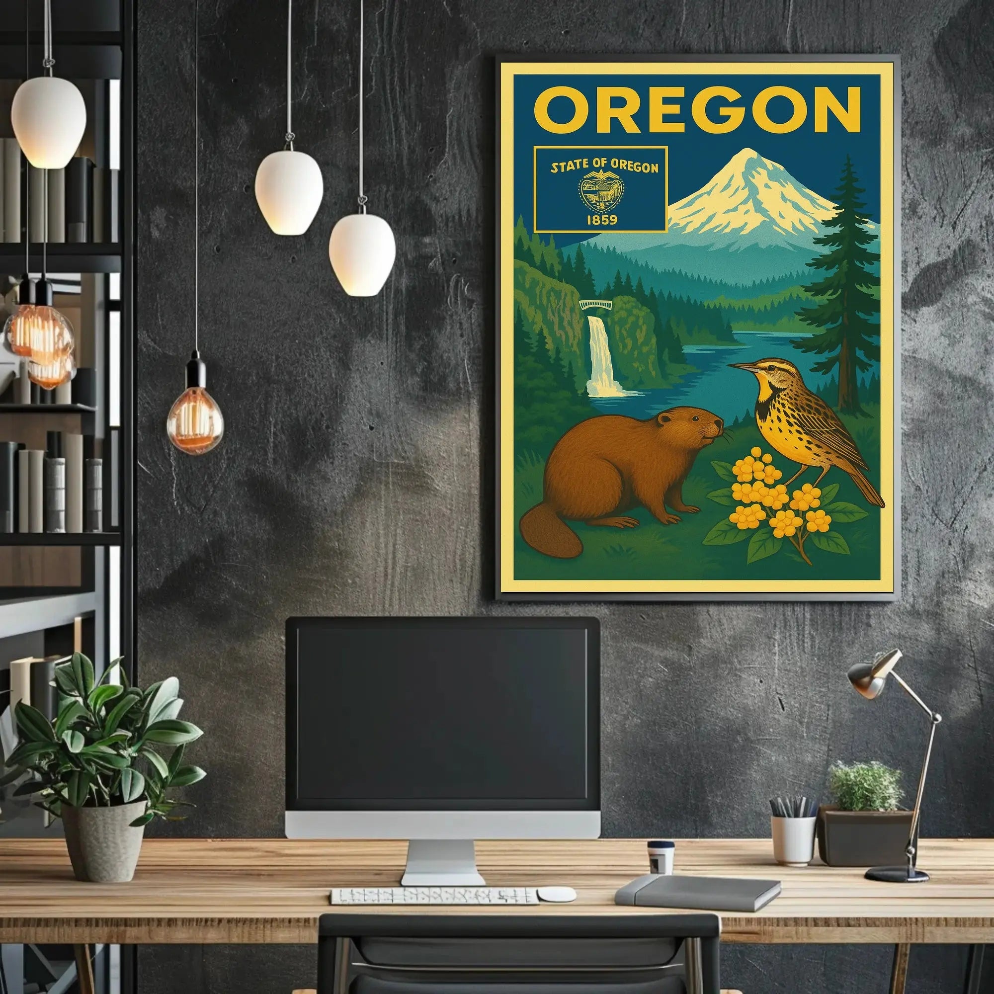 Oregon 1859 Vintage Art Print Cultural Heritage Poster PosterGoat