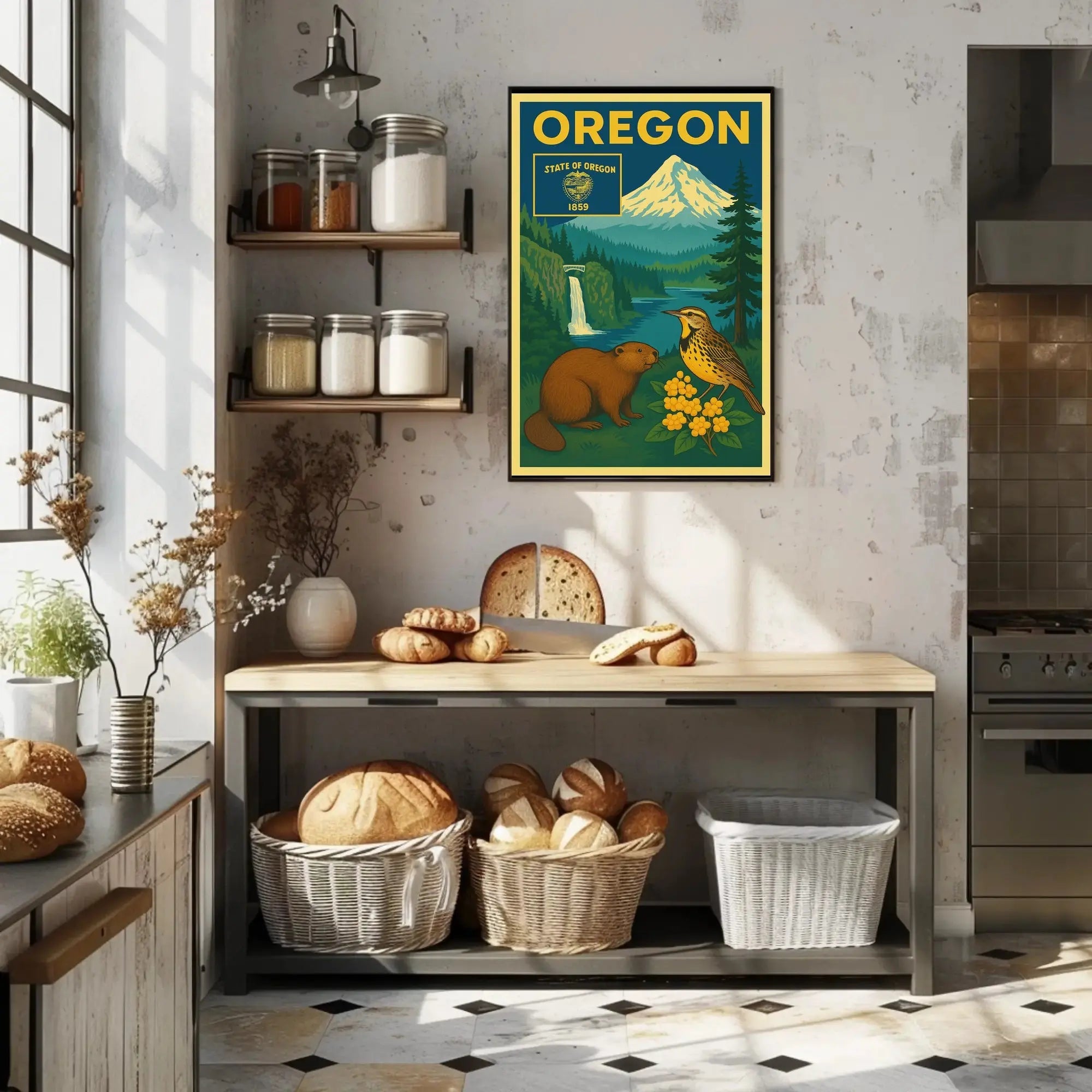Oregon 1859 Vintage Art Print Cultural Heritage Poster PosterGoat
