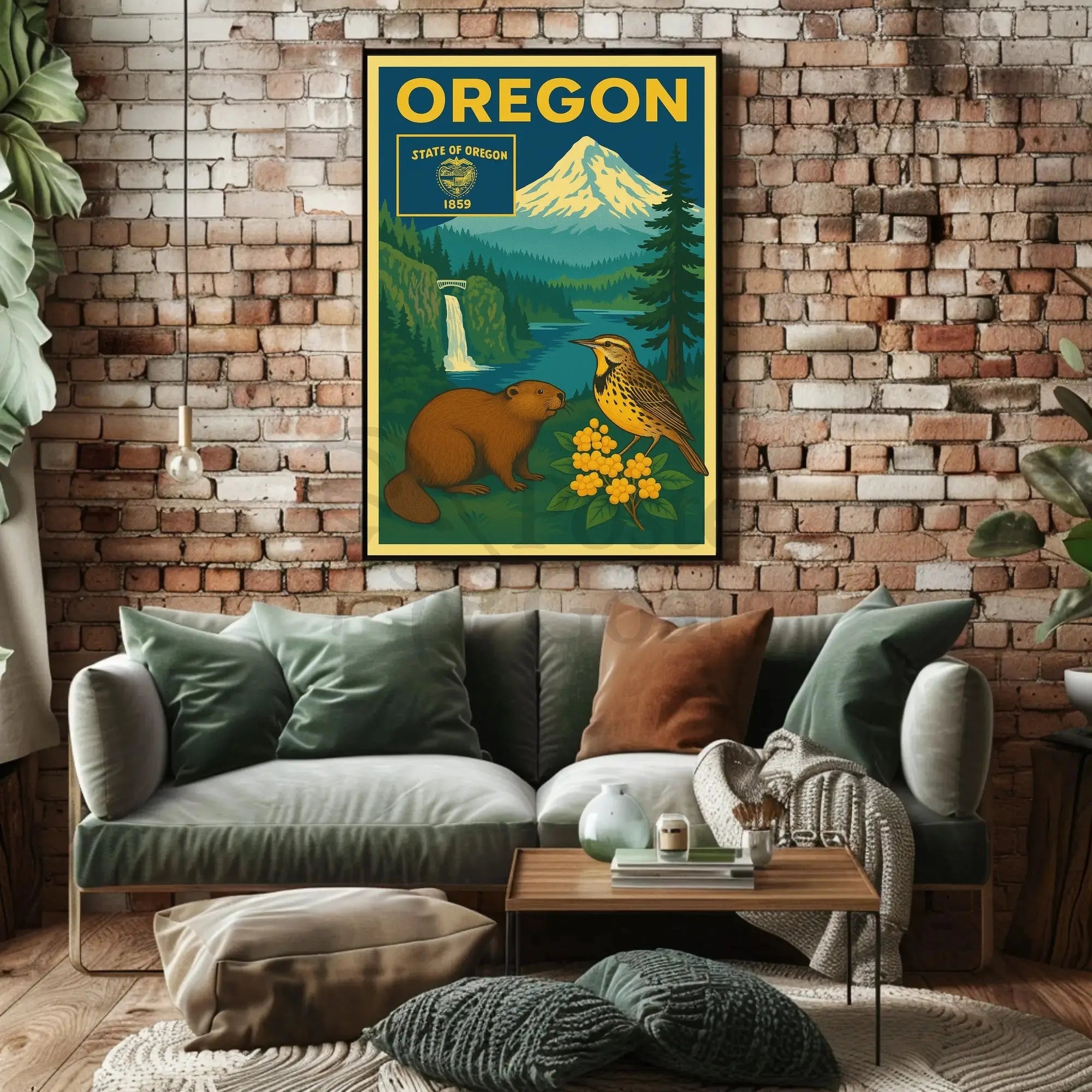 Oregon 1859 Vintage Art Print Cultural Heritage Poster PosterGoat