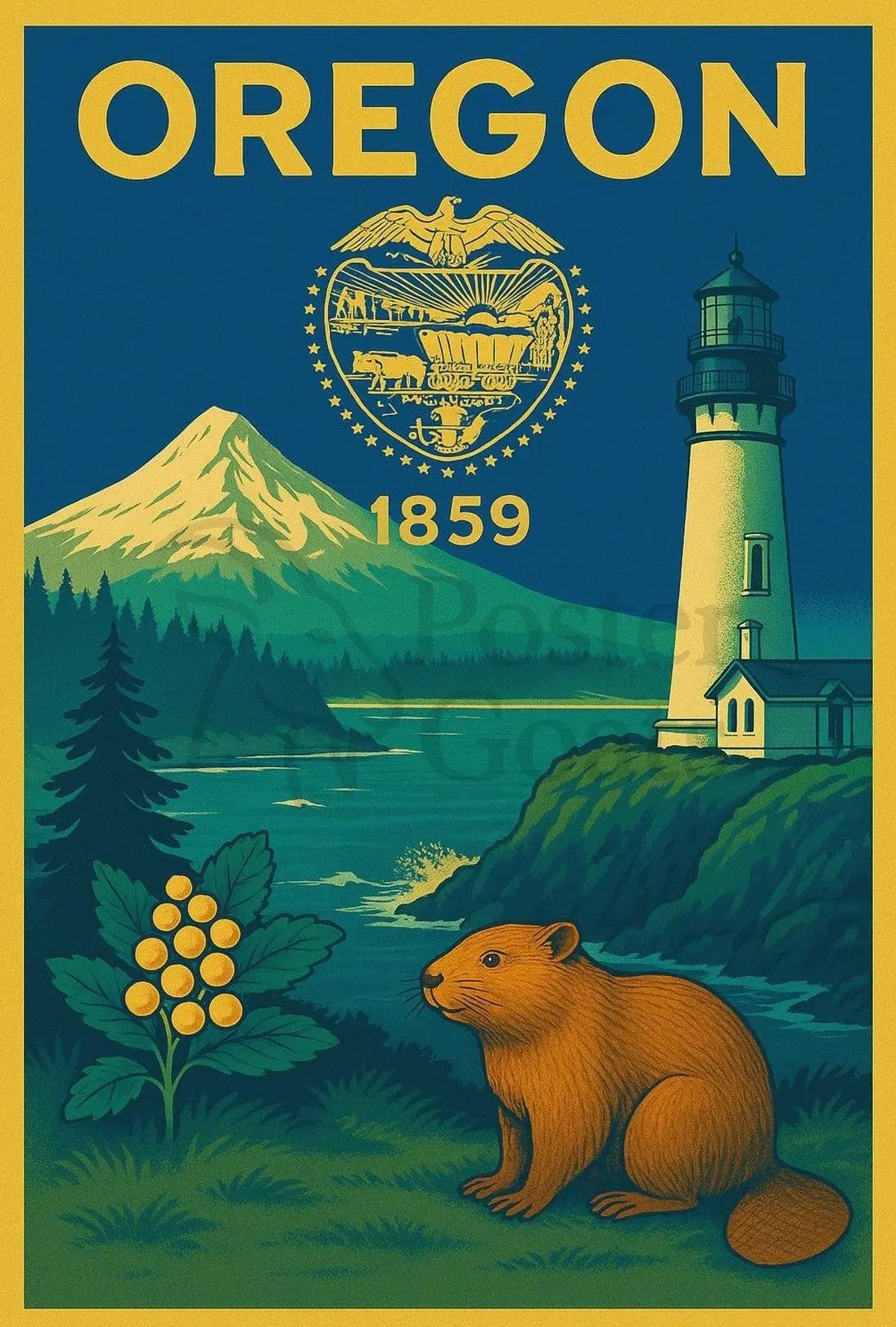 Oregon Classic Poster Celebrating Natural Beauty and History PosterGoat