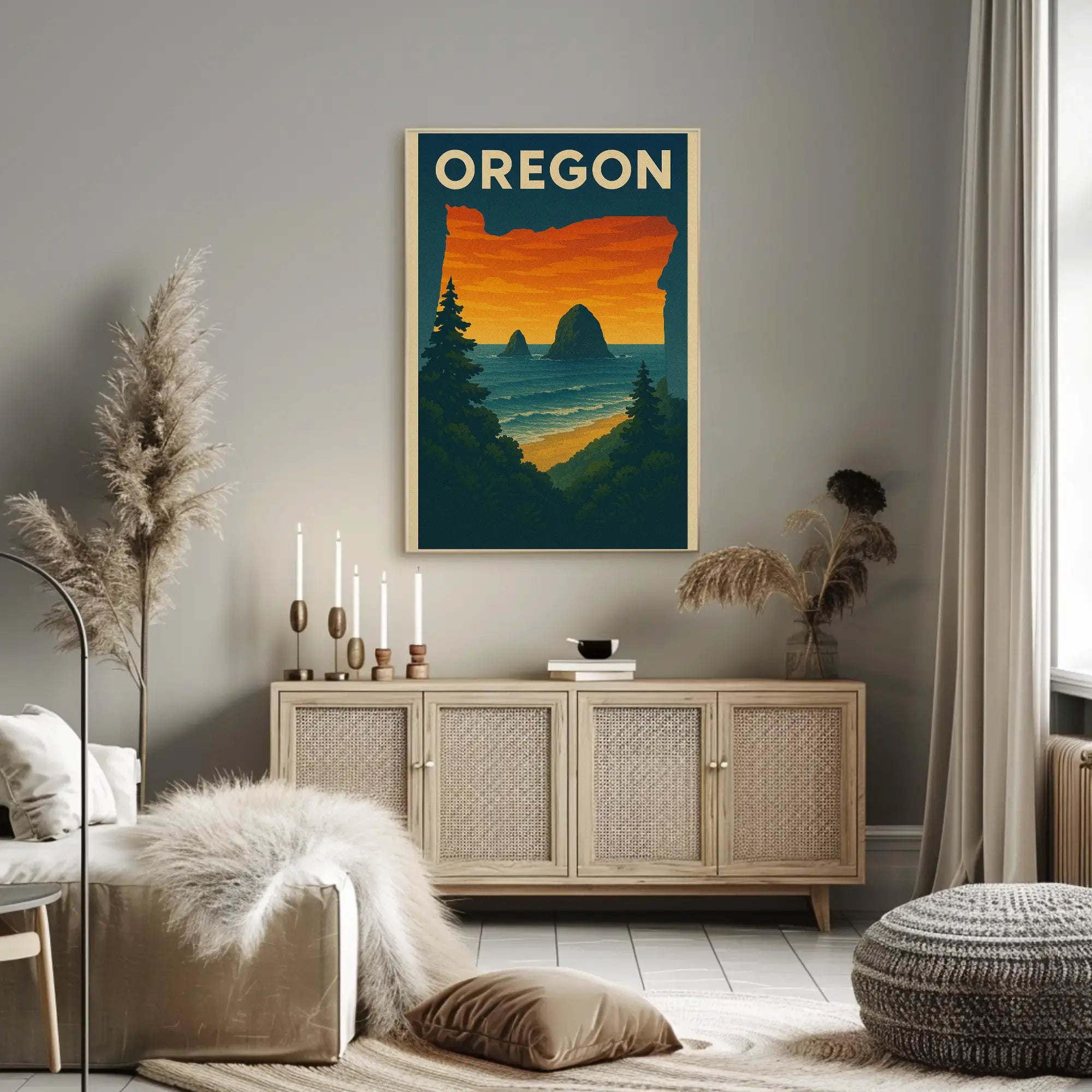 Oregon Coastal Scene Vintage Travel Poster PosterGoat
