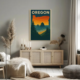 Oregon Coastal Scene Vintage Travel Poster PosterGoat