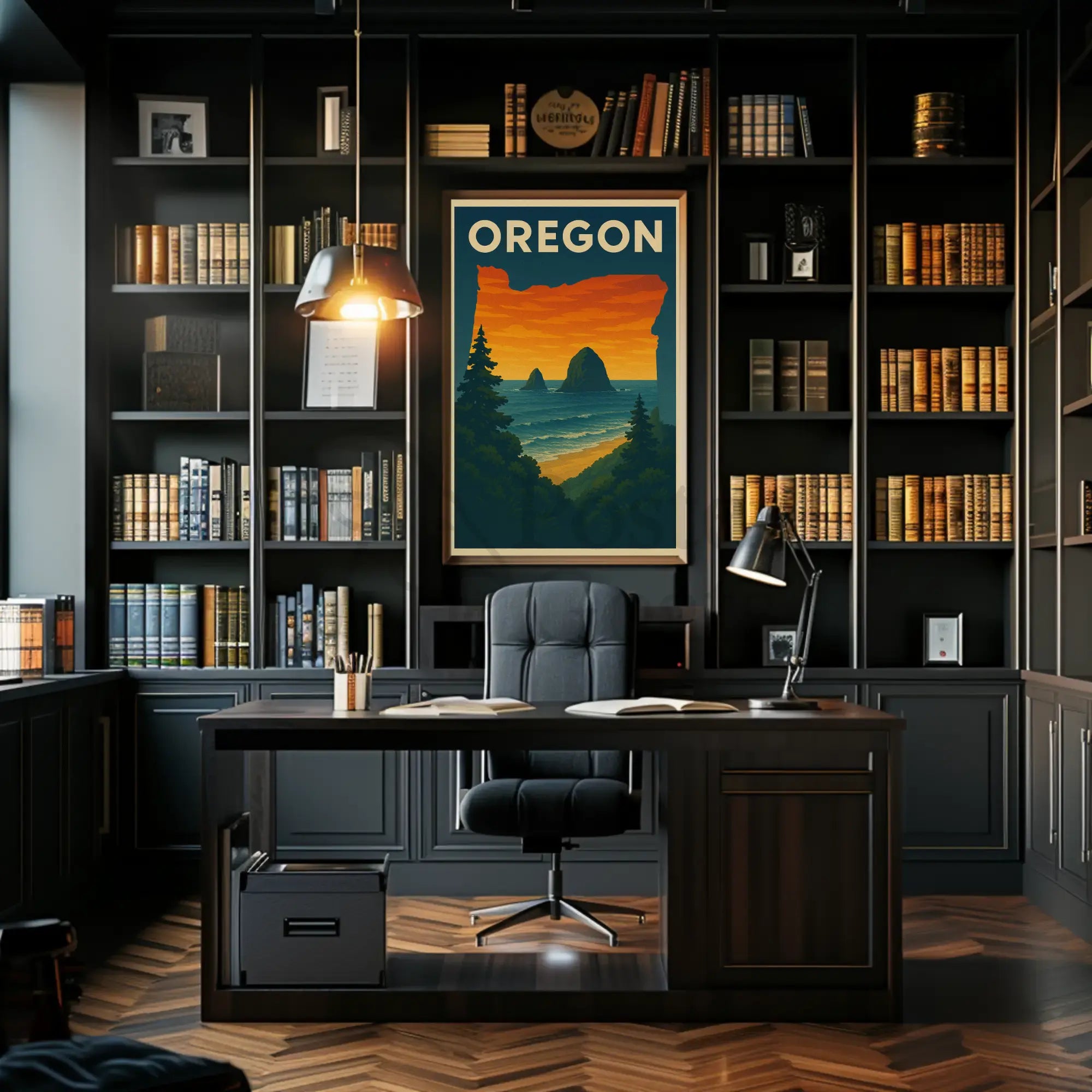 Oregon Coastal Scene Vintage Travel Poster PosterGoat