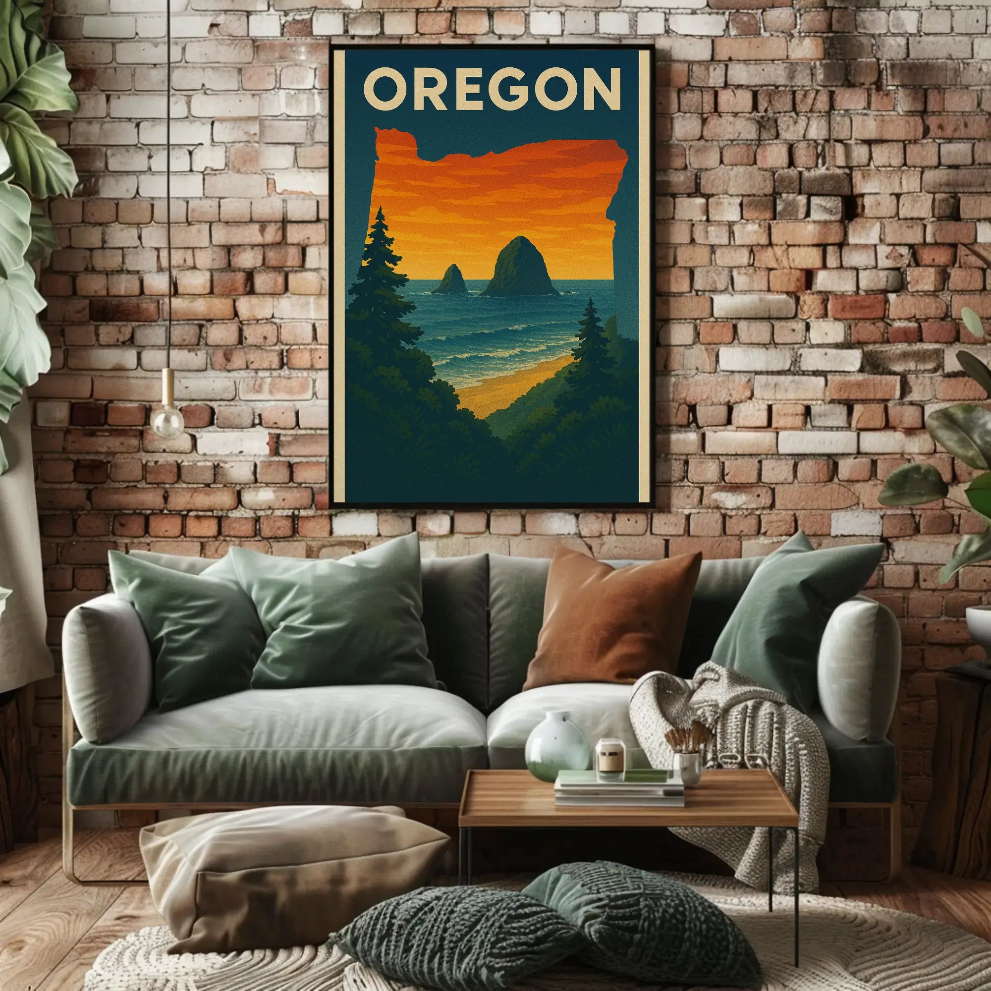 Oregon Coastal Scene Vintage Travel Poster PosterGoat