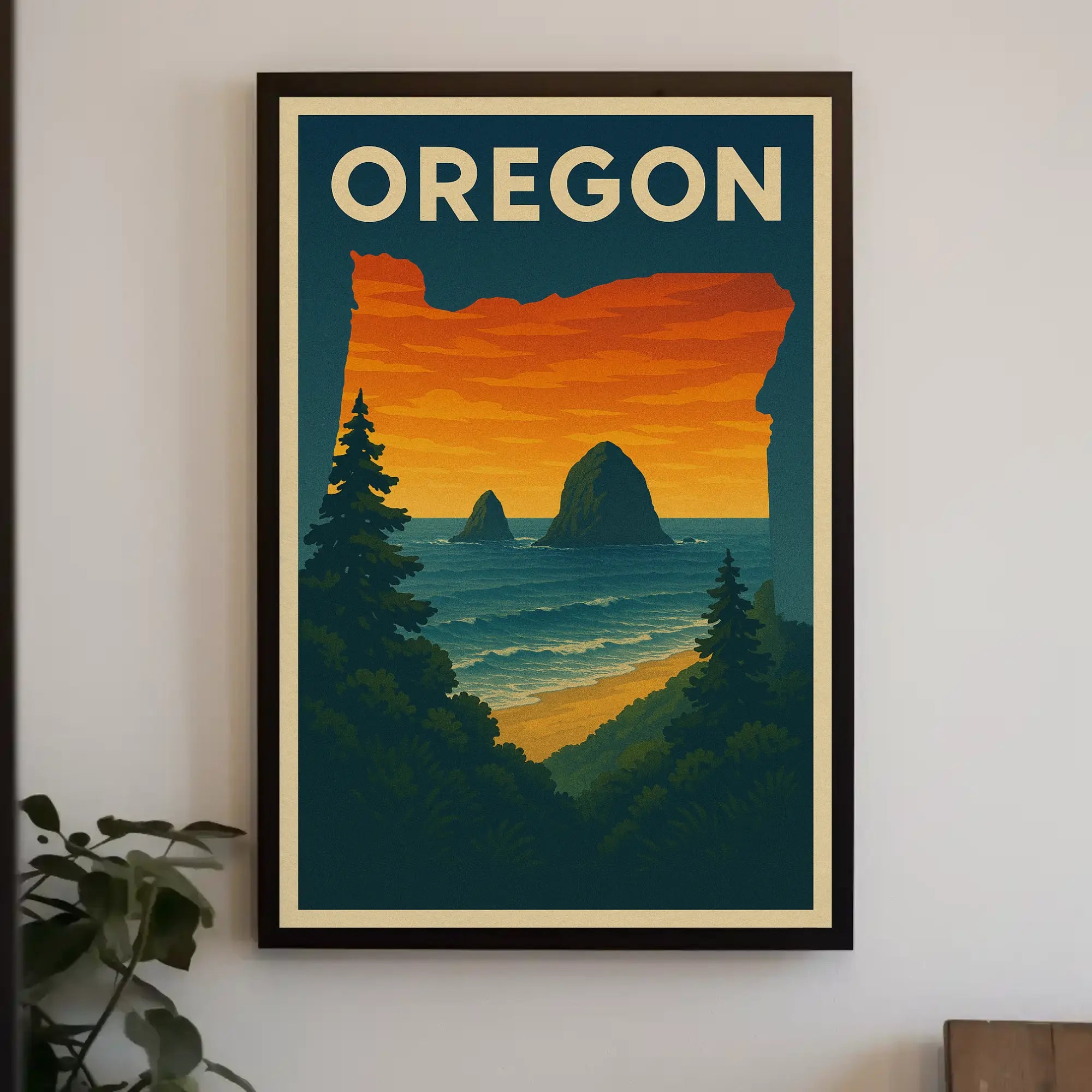 Oregon Coastal Scene Vintage Travel Poster PosterGoat