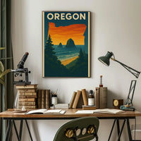 Oregon Coastal Scene Vintage Travel Poster PosterGoat