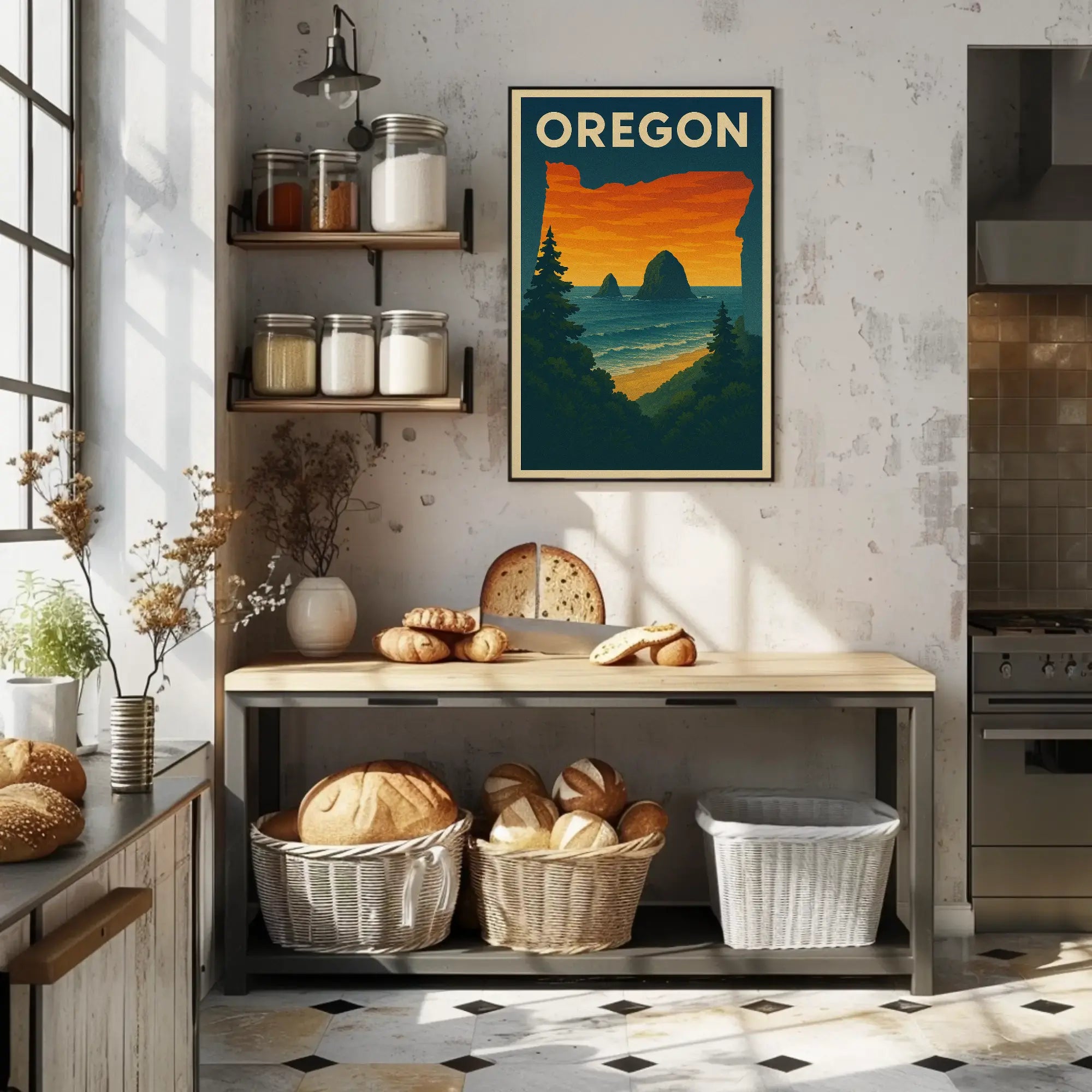 Oregon Coastal Scene Vintage Travel Poster PosterGoat