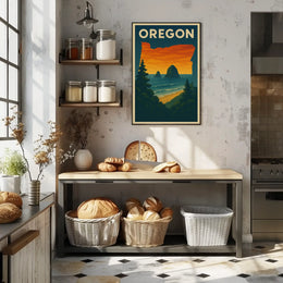 Oregon Coastal Scene Vintage Travel Poster PosterGoat