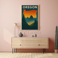 Oregon Coastal Scene Vintage Travel Poster PosterGoat