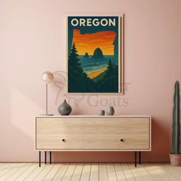 Oregon Coastal Scene Vintage Travel Poster PosterGoat