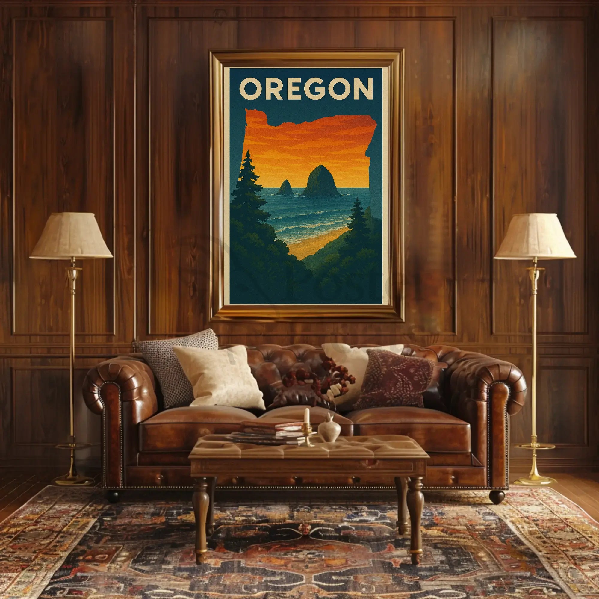 Oregon Coastal Scene Vintage Travel Poster PosterGoat