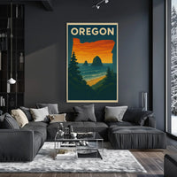 Oregon Coastal Scene Vintage Travel Poster PosterGoat
