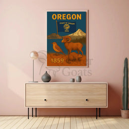 Oregon Heritage Wildlife Travel Poster PosterGoat