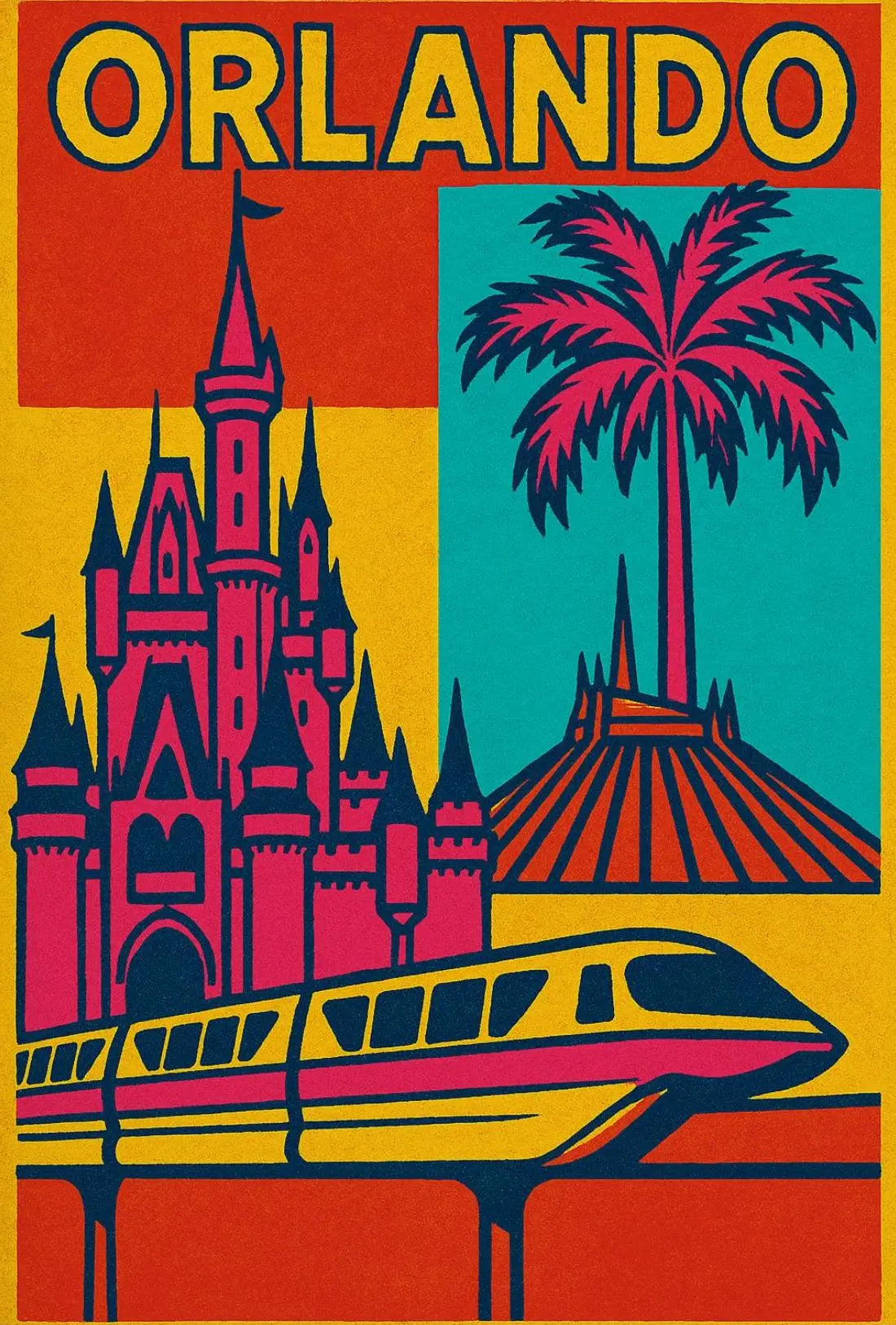 Orlando Retro Pop-Art Travel Poster PosterGoat