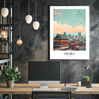 Osaka Skyline Modern-Vintage Urban or Cityscape Poster PosterGoat