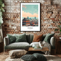 Osaka Skyline Modern-Vintage Urban or Cityscape Poster PosterGoat