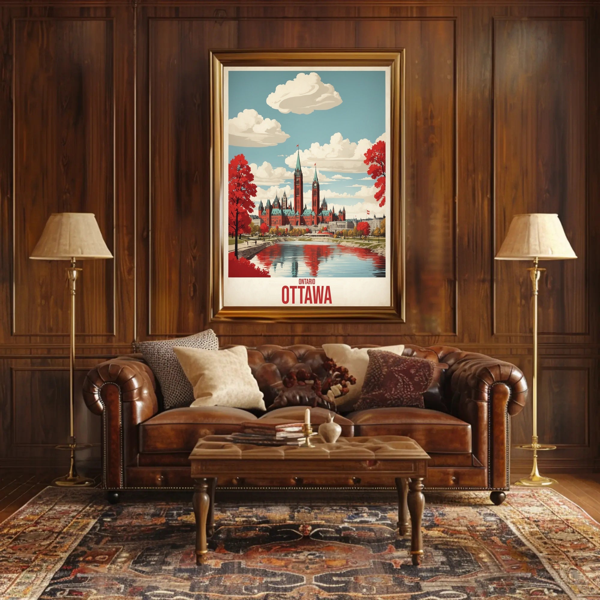 Ottawa Autumn Parliament Vintage Travel Poster PosterGoat