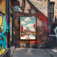 Ottawa Autumn Parliament Vintage Travel Poster PosterGoat