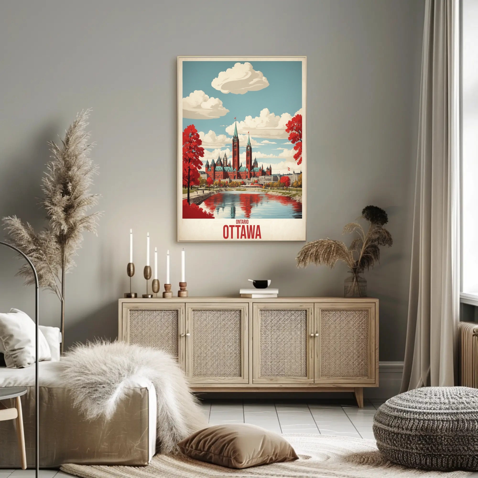 Ottawa Autumn Parliament Vintage Travel Poster PosterGoat