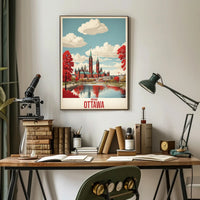 Ottawa Autumn Parliament Vintage Travel Poster PosterGoat