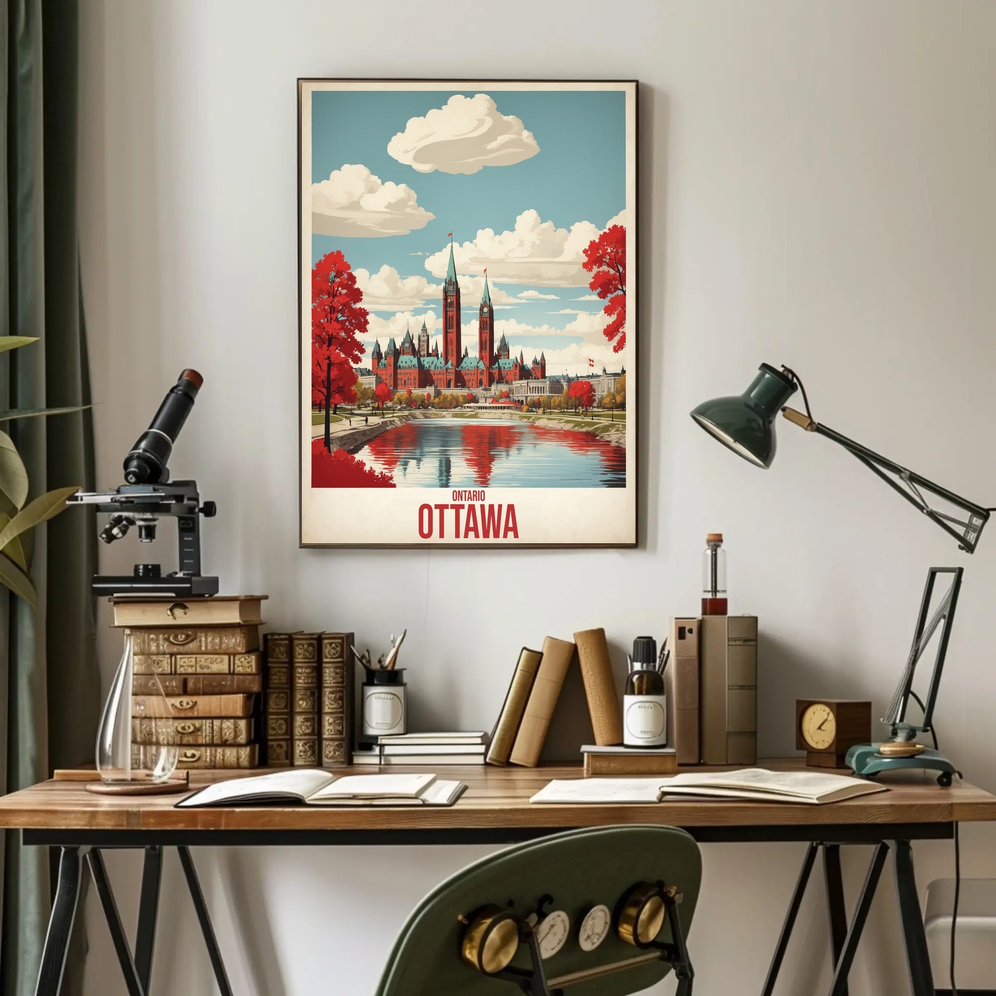 Ottawa Autumn Parliament Vintage Travel Poster PosterGoat