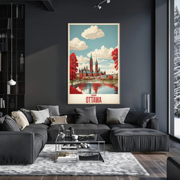 Ottawa Autumn Parliament Vintage Travel Poster PosterGoat